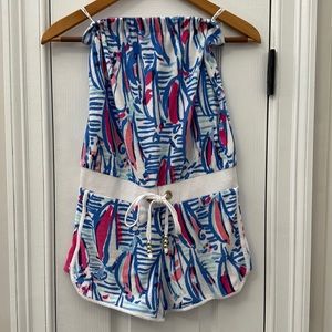 Lilly Pulitzer Dixon Terrycloth Romper Red, Right, Return XS